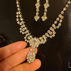 Rhinestone Necklace and Earrings Set